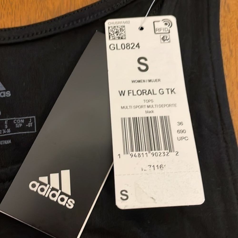 Adidas black floral tank 144 - Picture 4 of 4